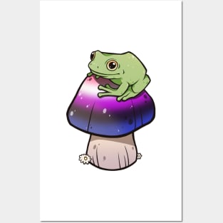 Genderfluid Pride Mushroom Frog Posters and Art